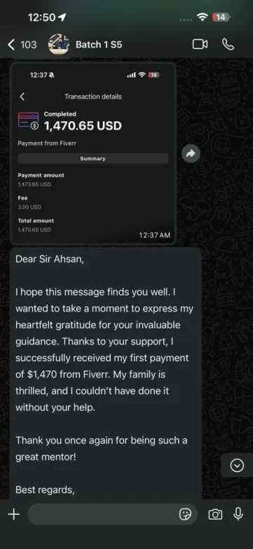 Student testimonial